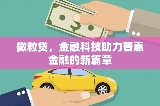 宣汉微粒贷，金融科技助力普惠金融的新篇章