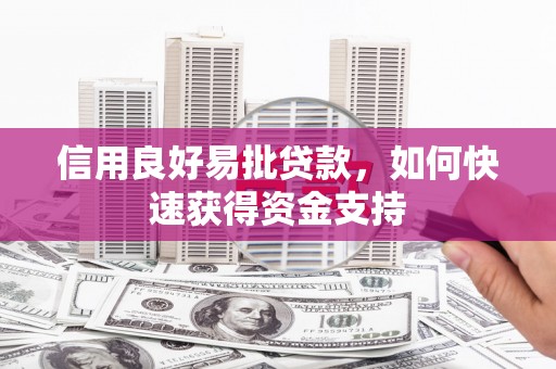 宣汉信用良好易批贷款，如何快速获得资金支持