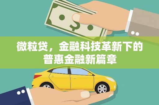 宣汉微粒贷，金融科技革新下的普惠金融新篇章